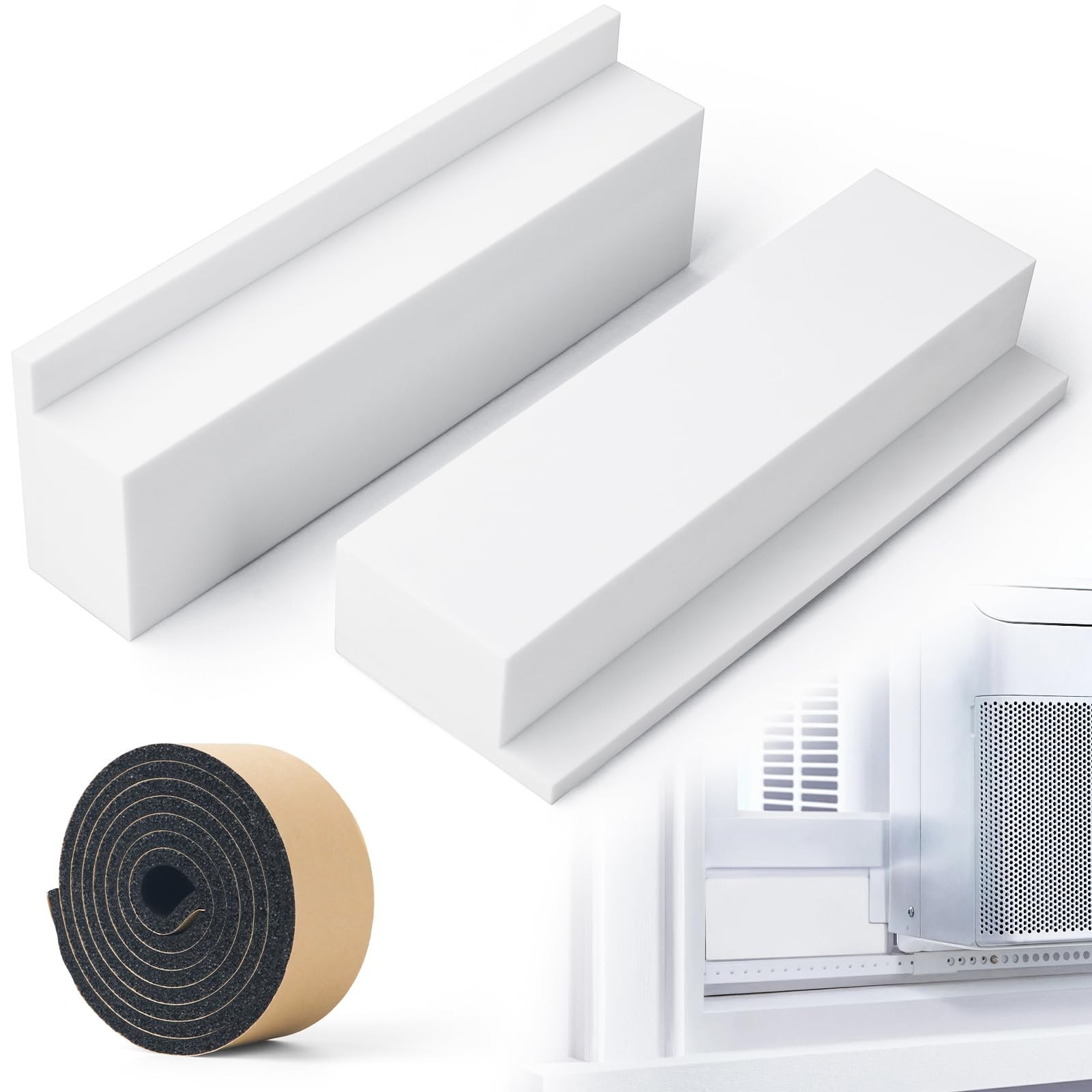 U-Shape Window AC Foam Block Insulation Panels, 2 Pack with Weather Seal Strip,