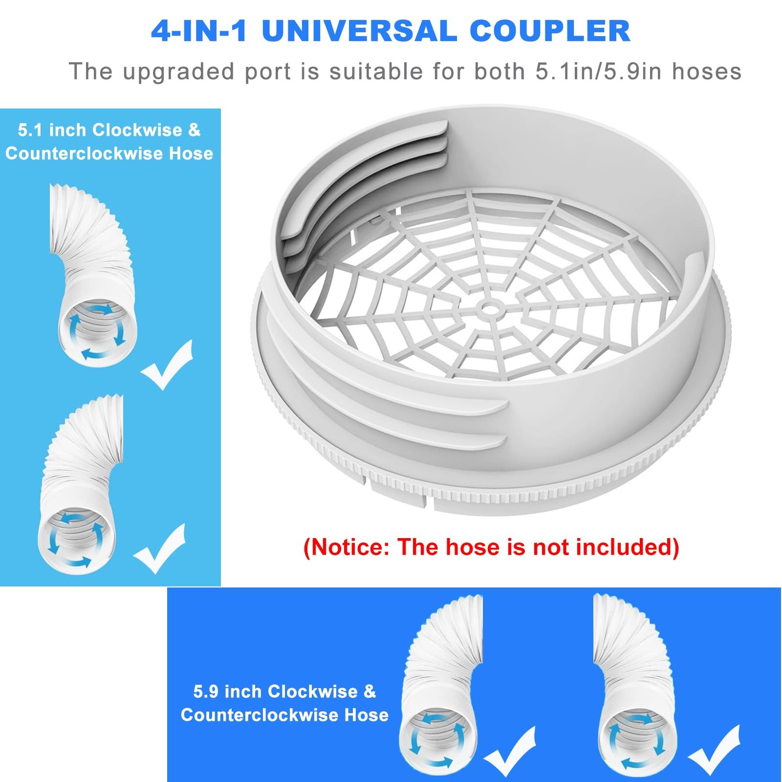 Portable Air Conditioner Window Vent Kit with 2-in-1 Coupler Fit for 5.0&Prime;/5.9” E