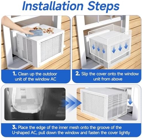 Window AC Mesh Cover 20&Prime;W x 12.2&Prime;D x 13.4&Prime;H, U shaped Air Conditioner Cover | Sp