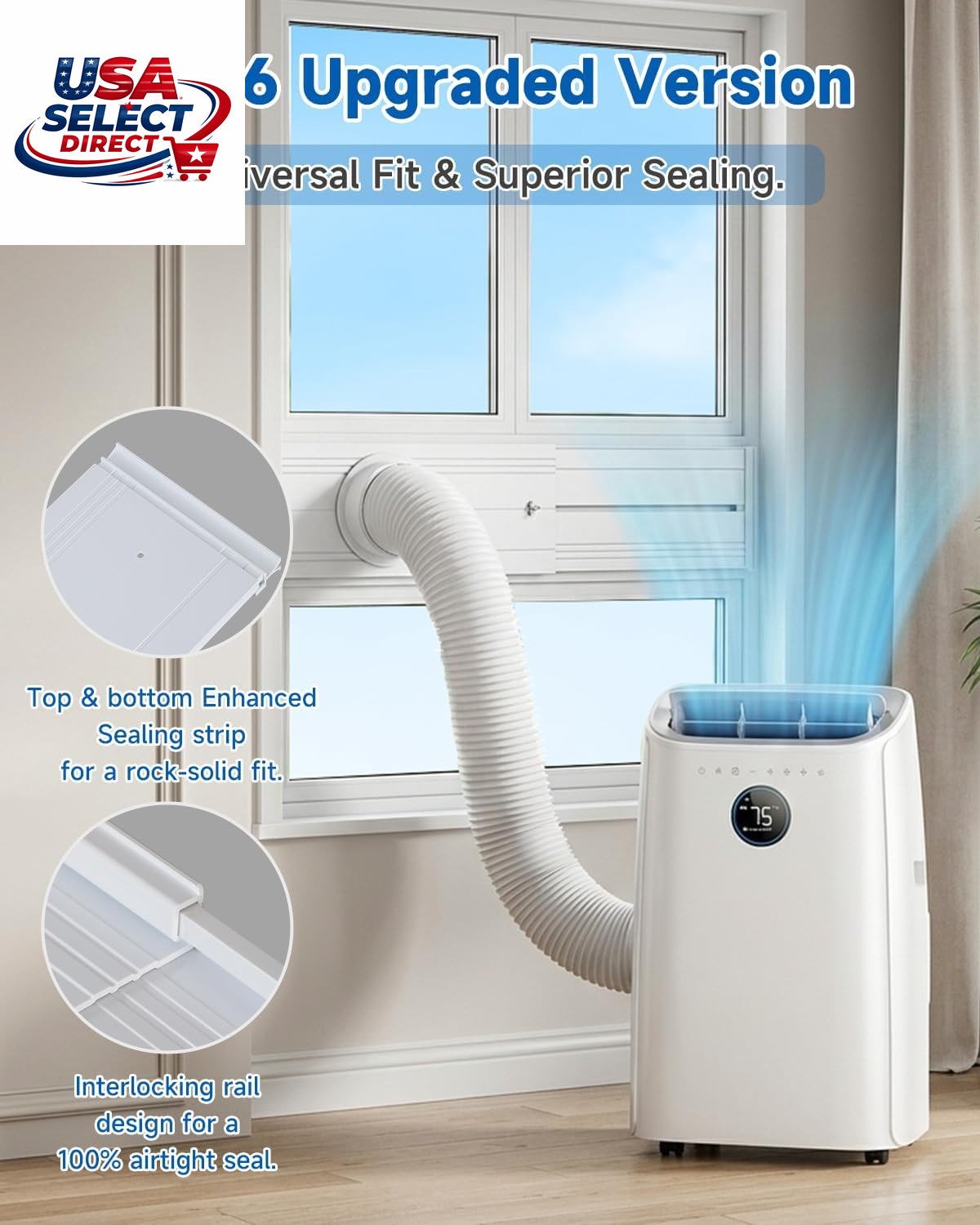 2026 Portable Air Conditioner Window Kit with Exhaust Hose & Rain Guard