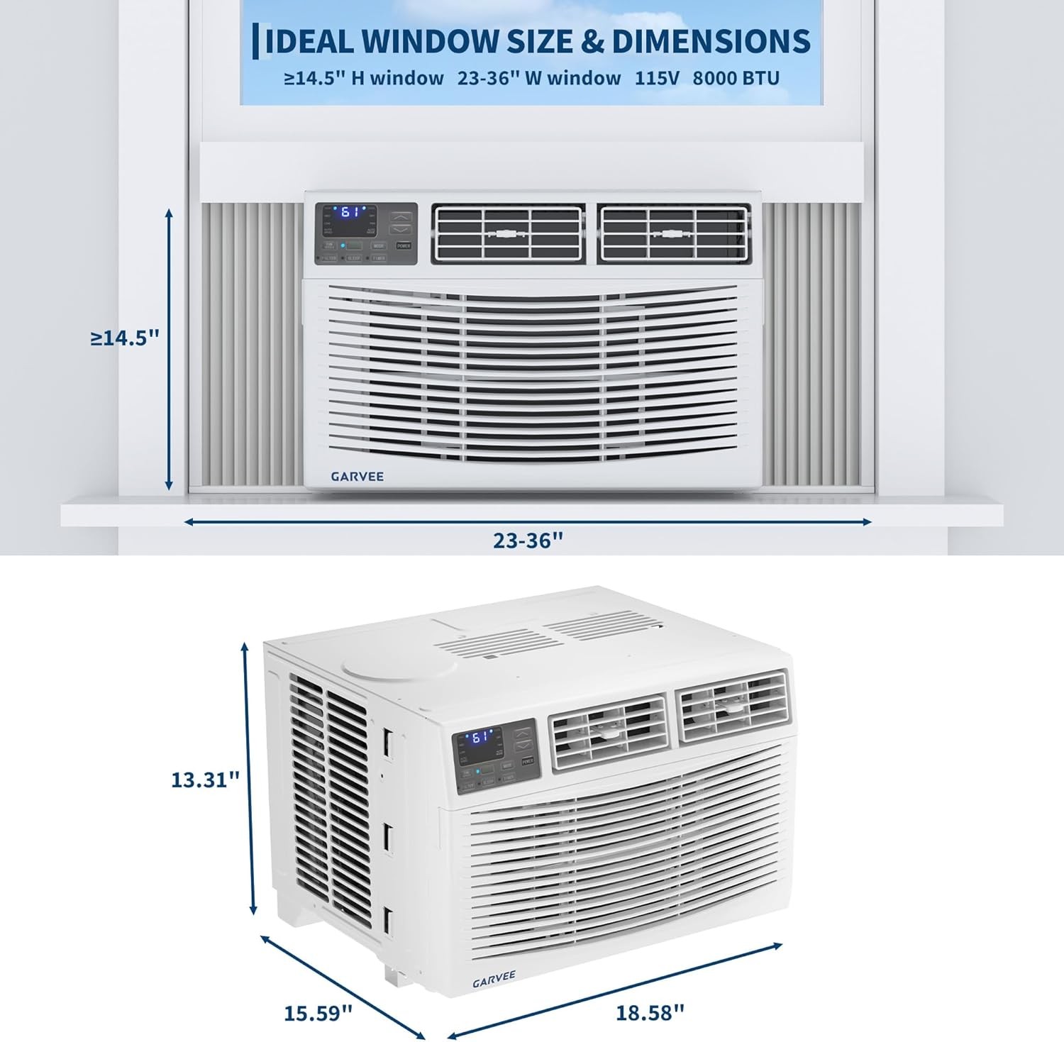 8000 BTU Window Air Conditioner, Cools Up to 350 Sq.ft NO WIFI Window AC 24H Tim