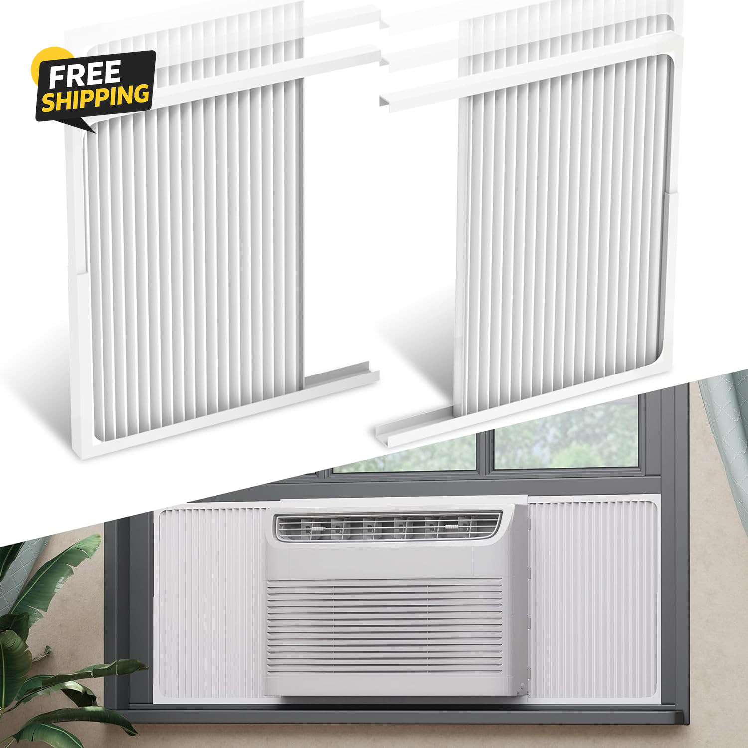 Adjustable Window Air Conditioner and Frame Set Wide Window AC Side Panel