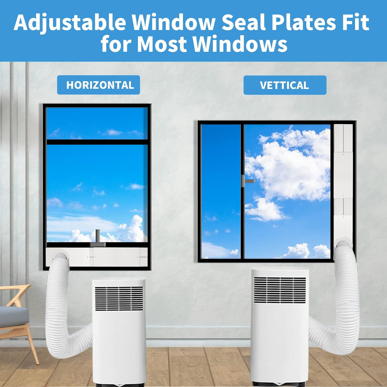 Portable Air Conditioner Window Kit with Universal Coupler for Ducting Exhaust H