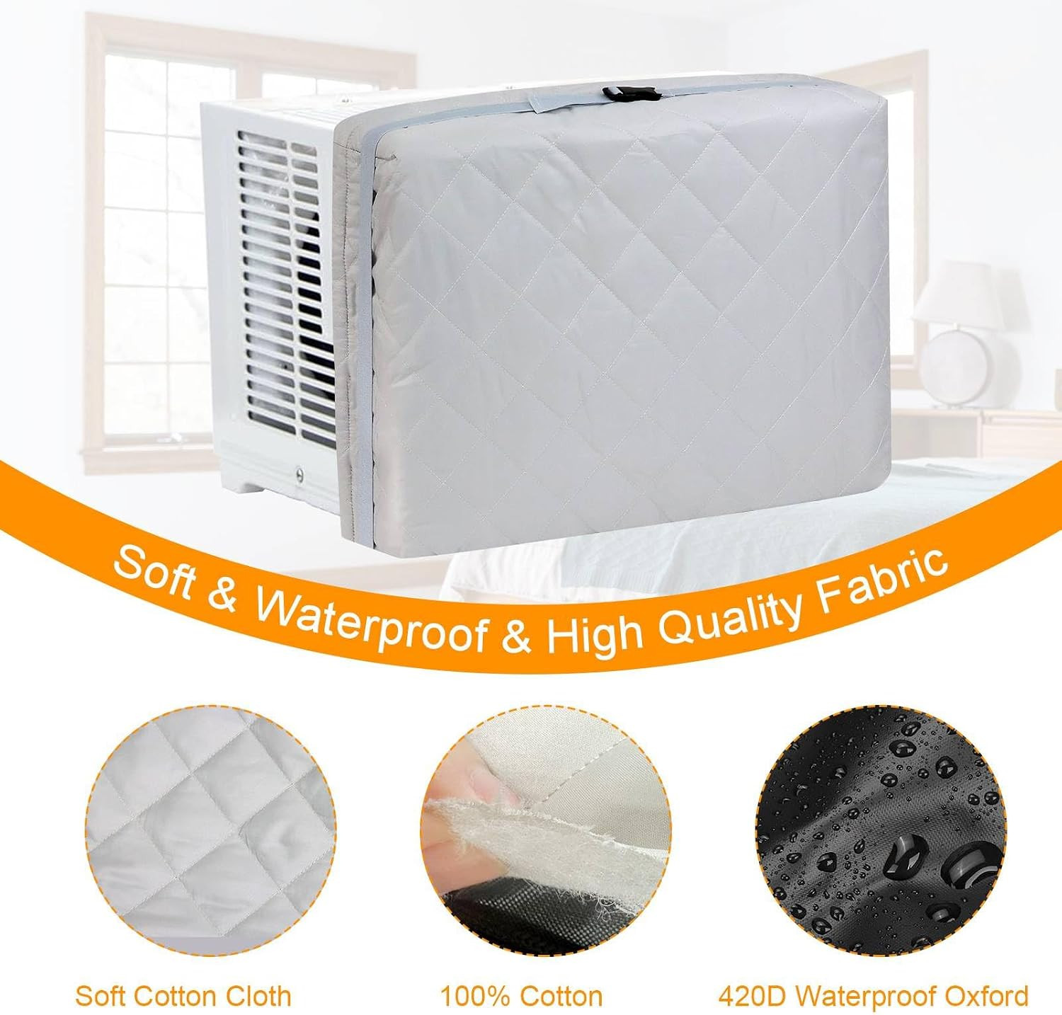 Grey Indoor AC Cover with Cotton Padding – Keep Warm & Dustproof Protective C…