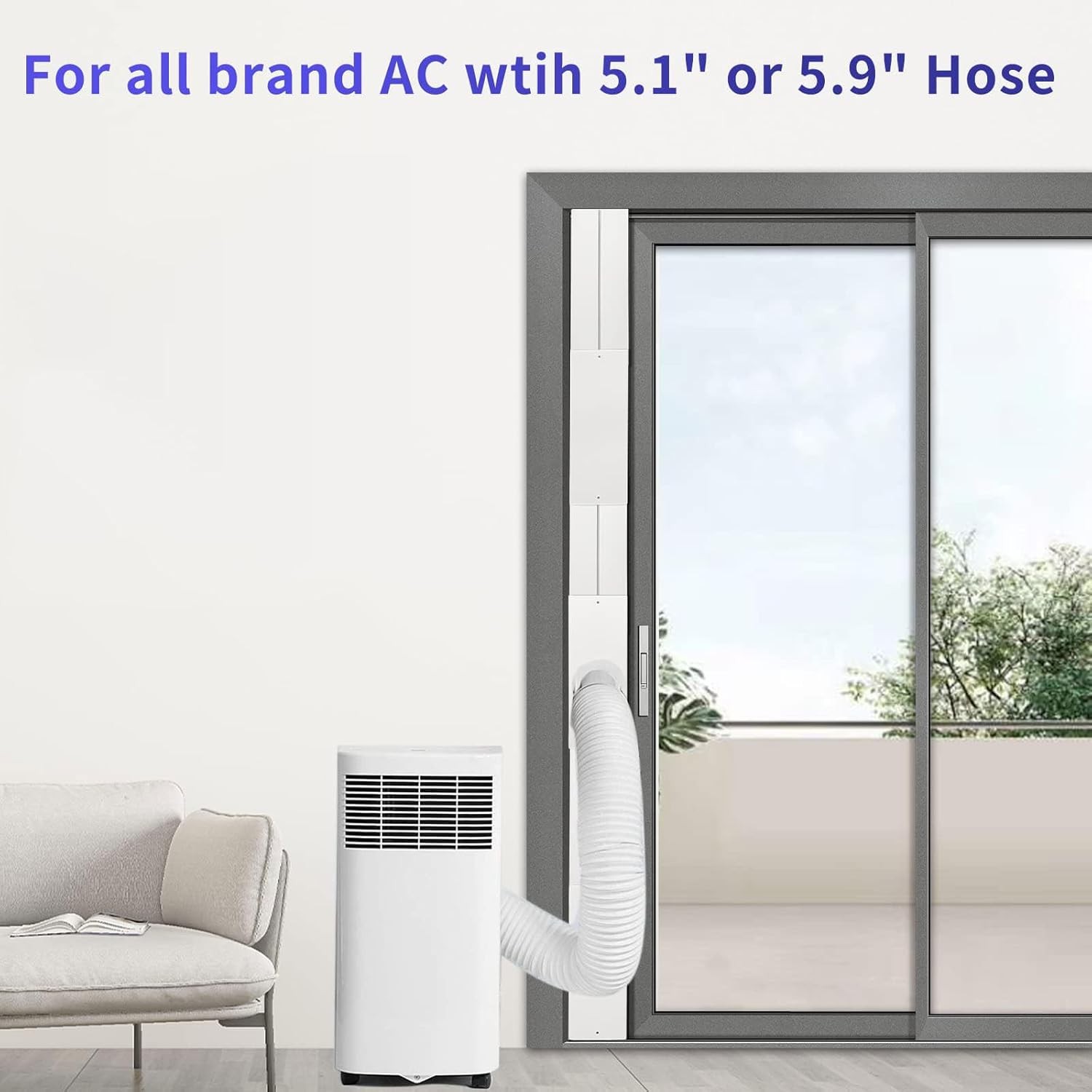 Portable Air Conditioner Sliding Door AC Vent Kit, Universal Adjustable PVC Balc