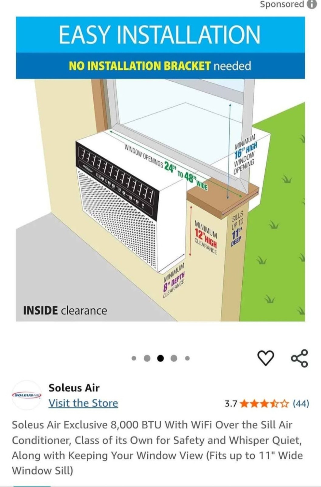 Soleus hybrid air conditioner 8,000 btu