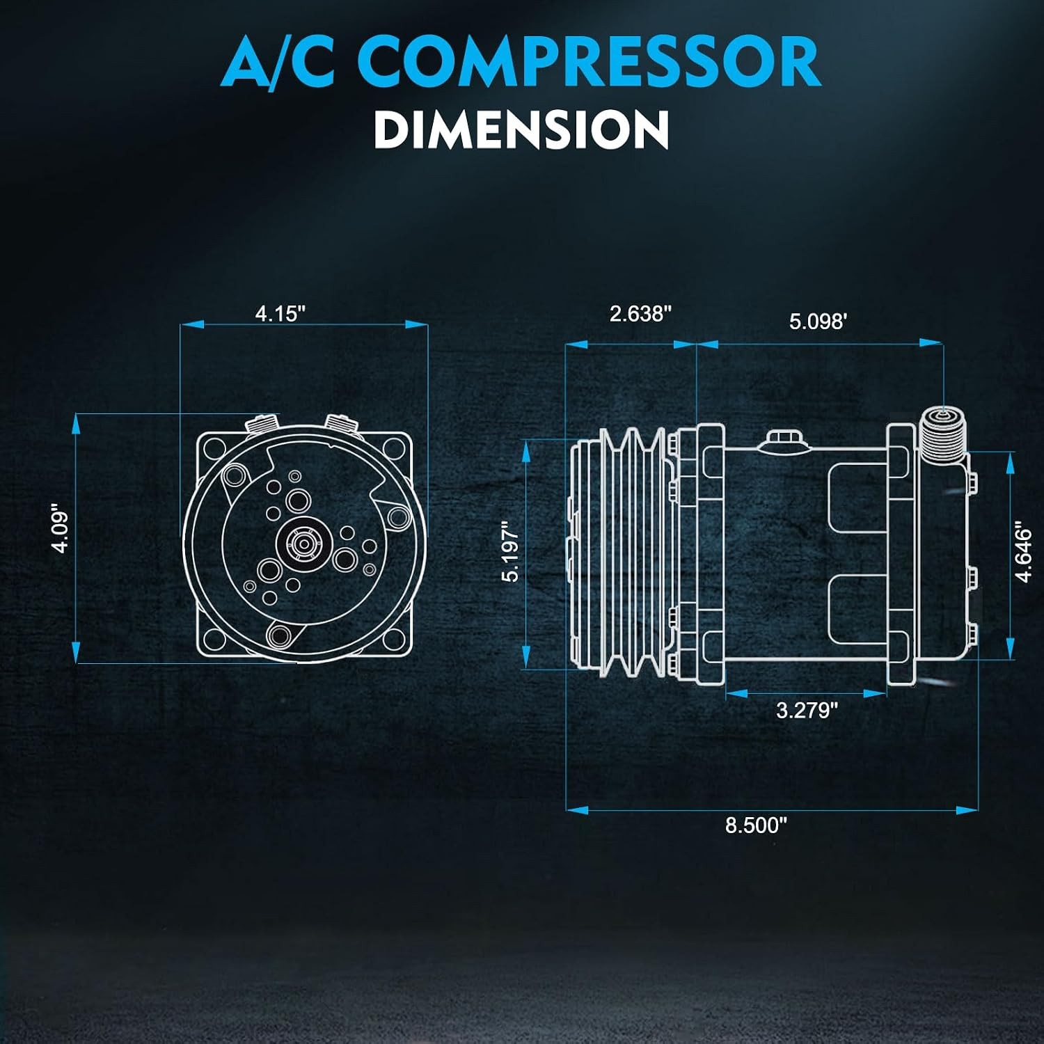 Universal Air Conditioner AC Compressor with Clutch (2 Grooves(Sanden 508))