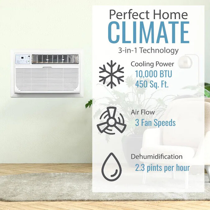 Keystone 450-sq 115-V White Through Wall Air Conditioner ENERGY STAR W/remote