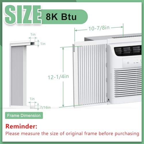 Window AC Side Panels with Frame Accordion Filler Curtain Replacement 2 Pack