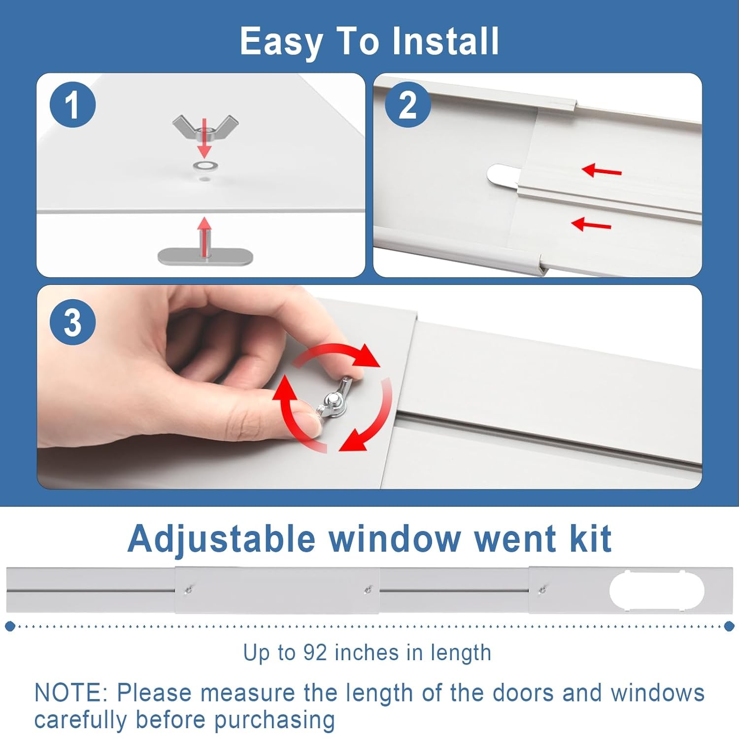 Portable AC Window Vent Kit Adjustable Sliding Window Kit Ventilation Kit
