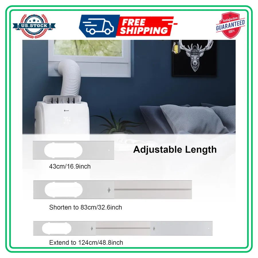Portable AC Window Vent Kit 5.9 Inch Hose Adjustable Sliding Window Seal 48 Inch