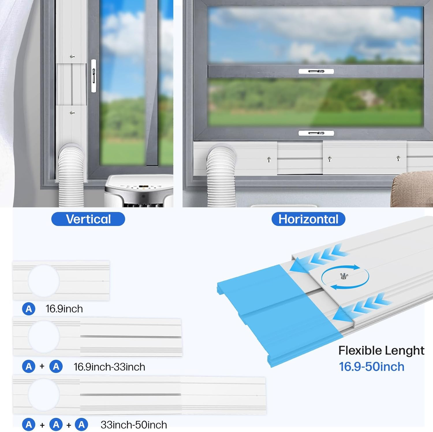 Portable Air Conditioner Window Seal Kit with 5.9&Prime; Counter-Clockwise Threaded Ex