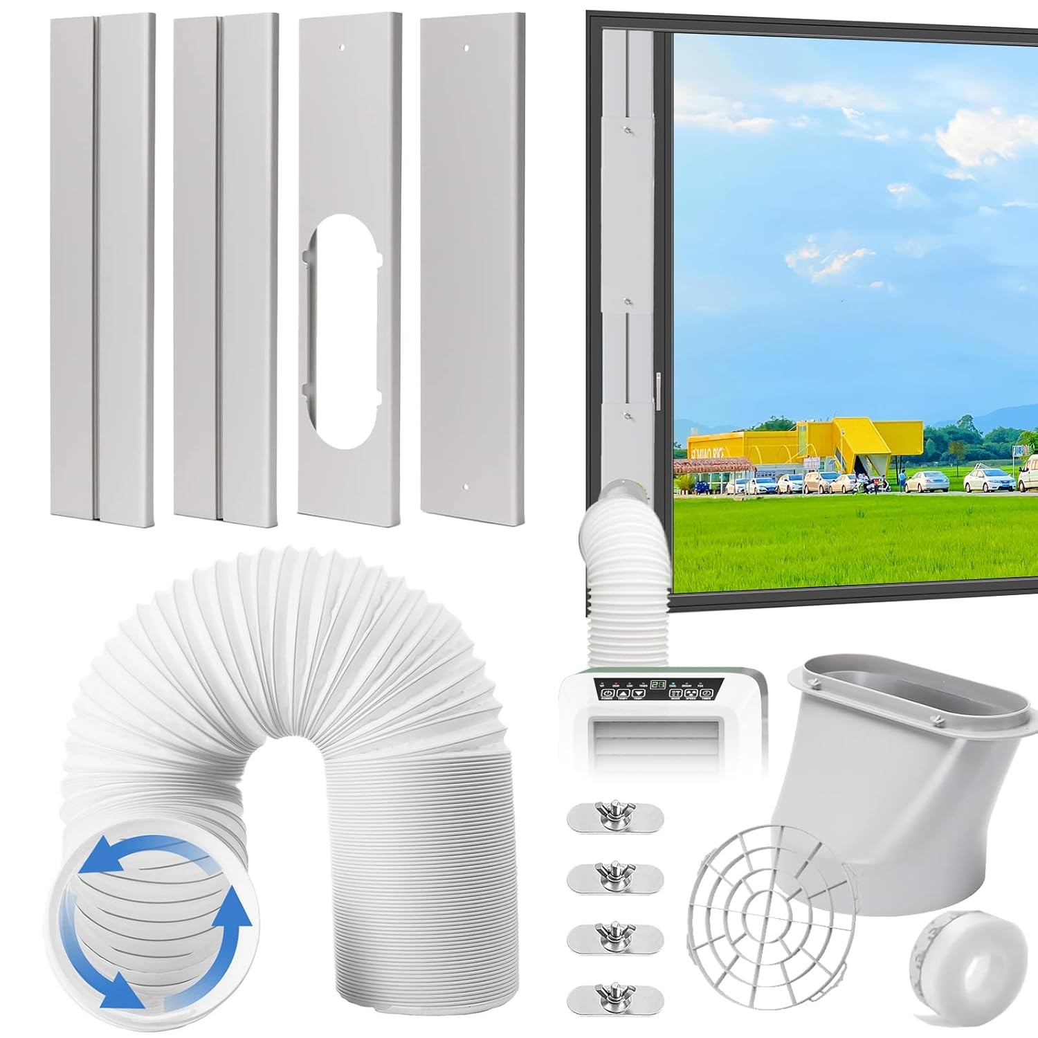 Portable AC Window Vent Kit Adjustable Sliding Window Kit Ventilation Kit