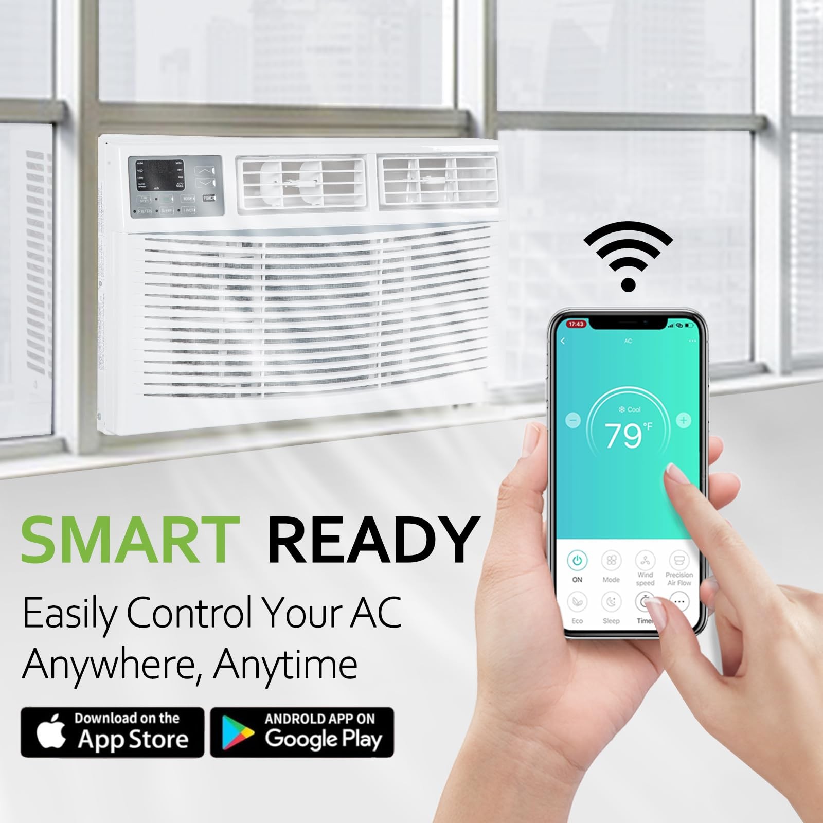 ACHAZEL 10,000 BTU WiFi Smart Window Air Conditioner Cools 350 Sq.Ft, Cool/Fa…