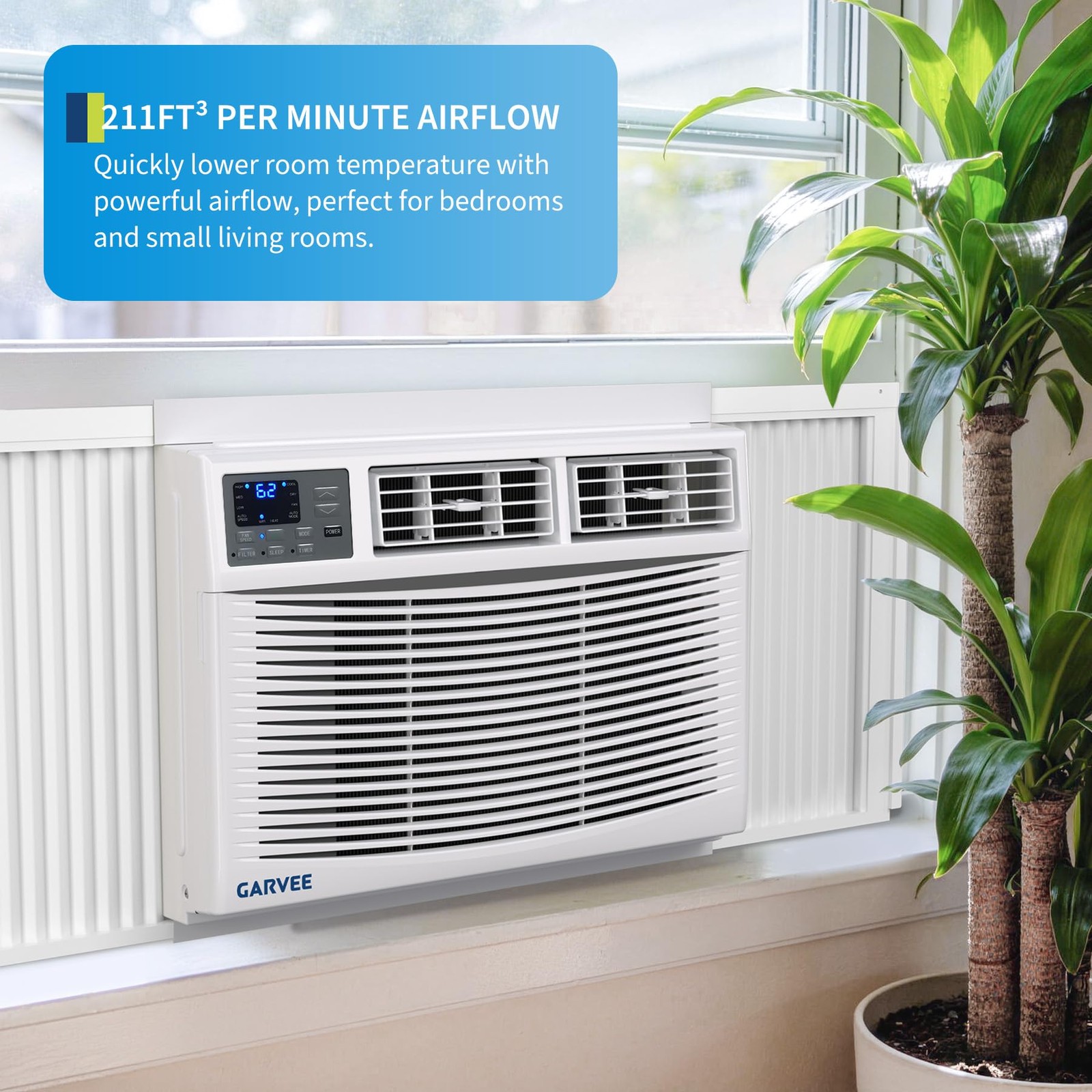 8000 BTU Window Air Conditioner & Heat Wifi Energy-Saving Window AC Unit Kit NEW