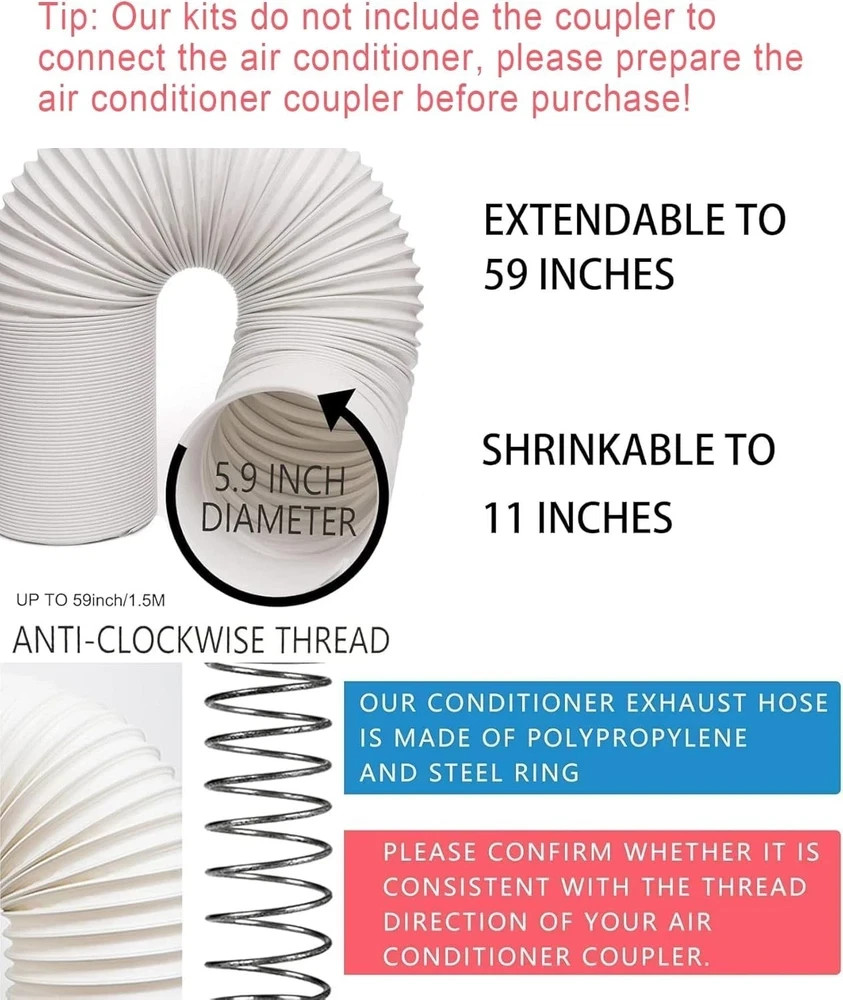 Portable AC Window Vent Kit, Adjustable Vertical/Horizontal Sliding Window Ki…