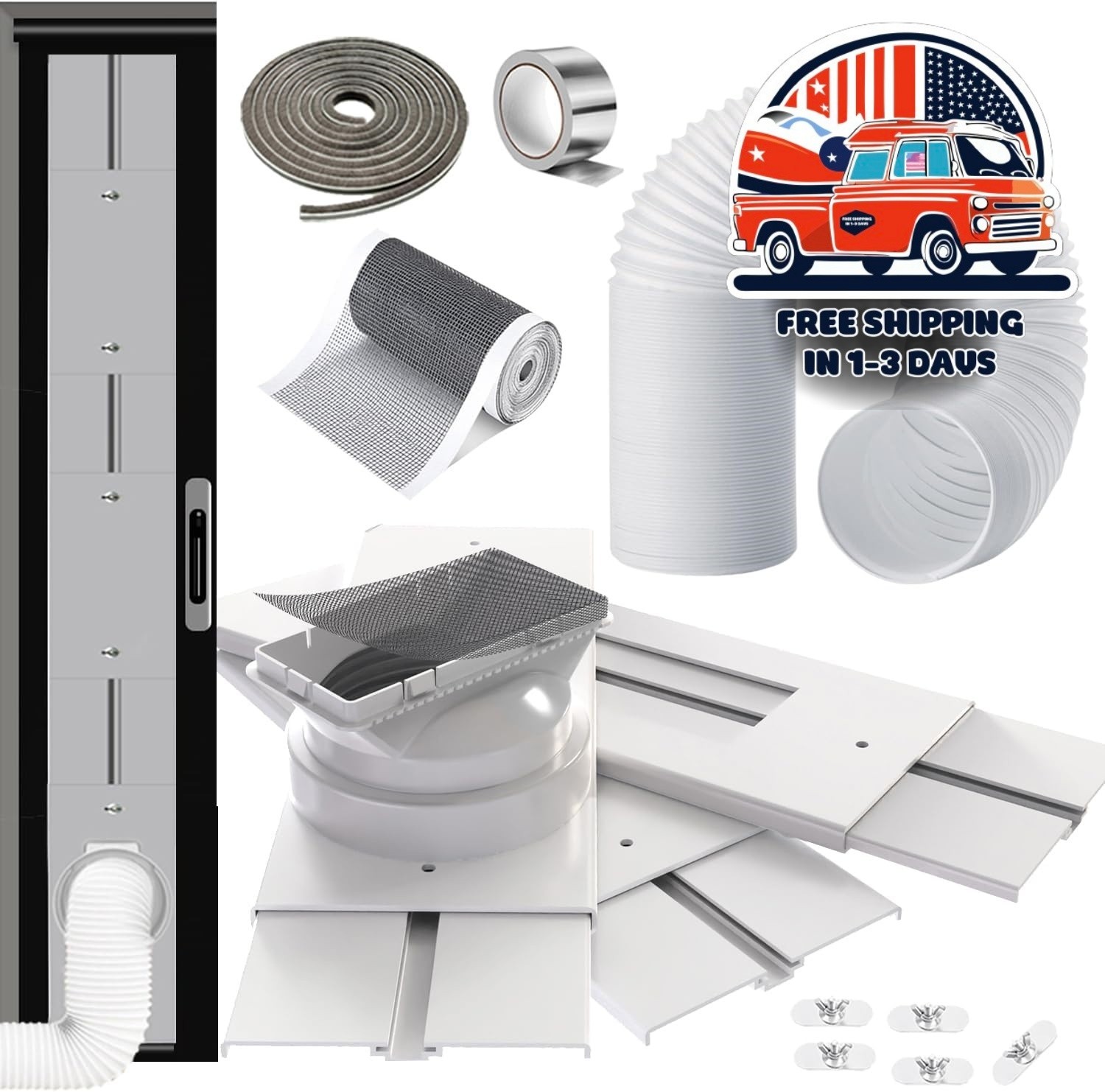 Kit Ventilación Puerta Corredera AC 95&Prime; Sello Ventana Aire Acondicionado NEW US