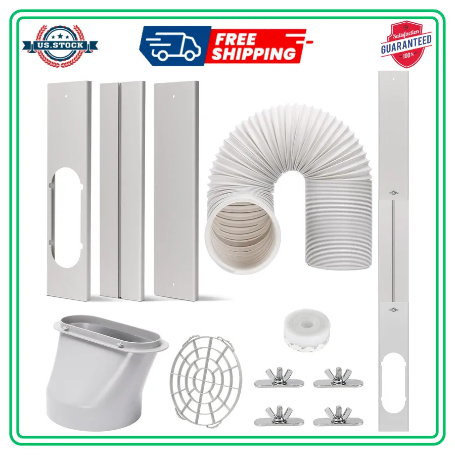 Portable AC Window Vent Kit 5.9 Inch Hose Adjustable Sliding Window Seal 48 Inch