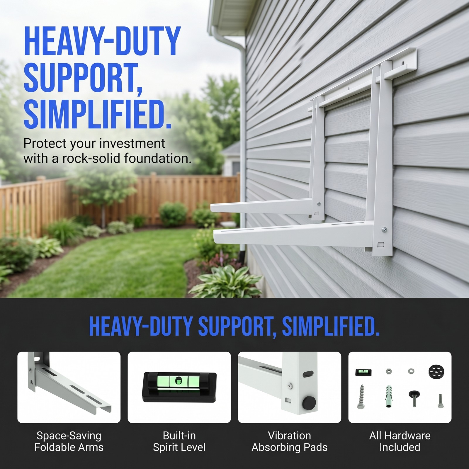 Mini Split Air Conditioner Support Bracket, Universal AC Wall Mount, No Drilling