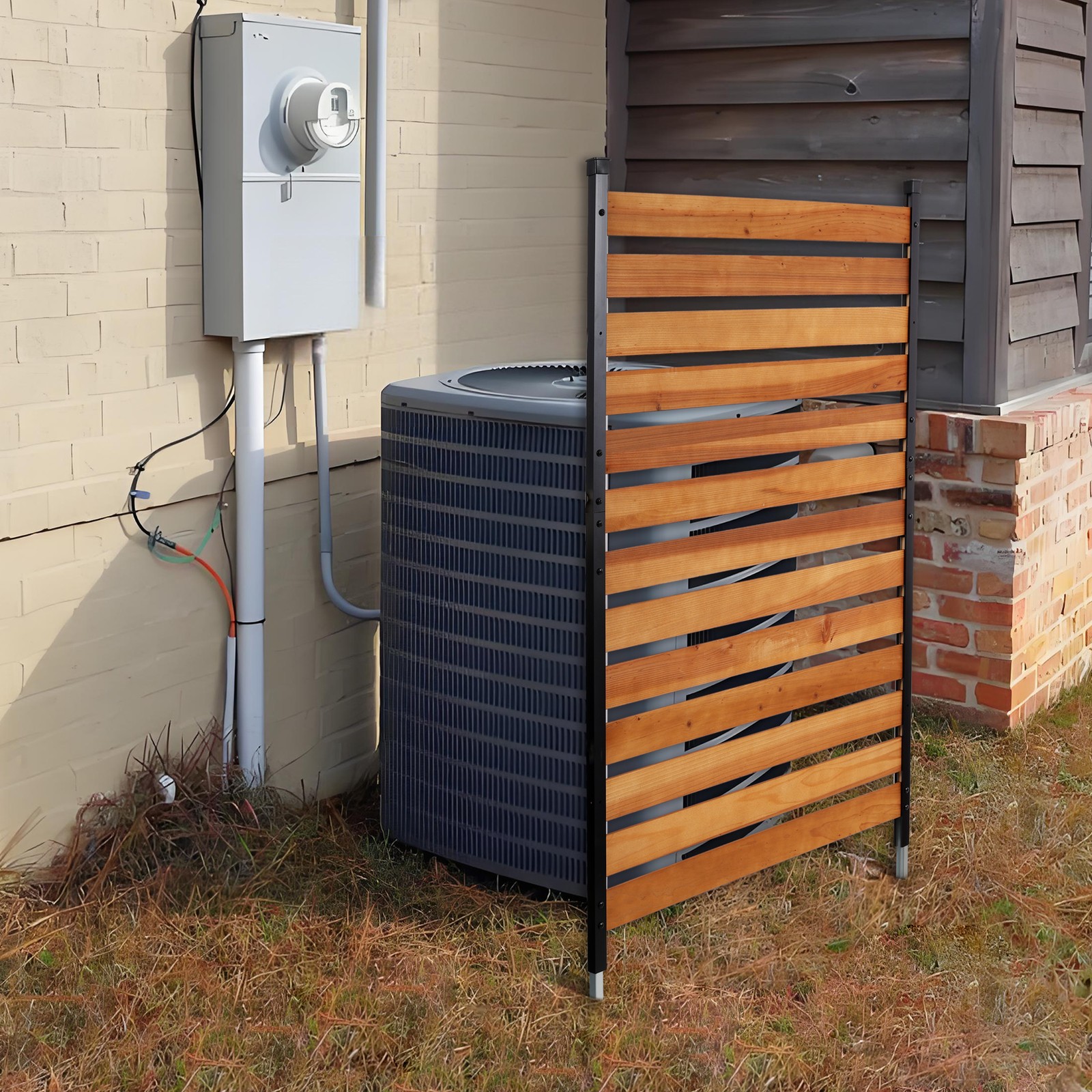 Air Conditioner Fence, 60in H x 38in W,Wood Fence Panels Trash Can Fences