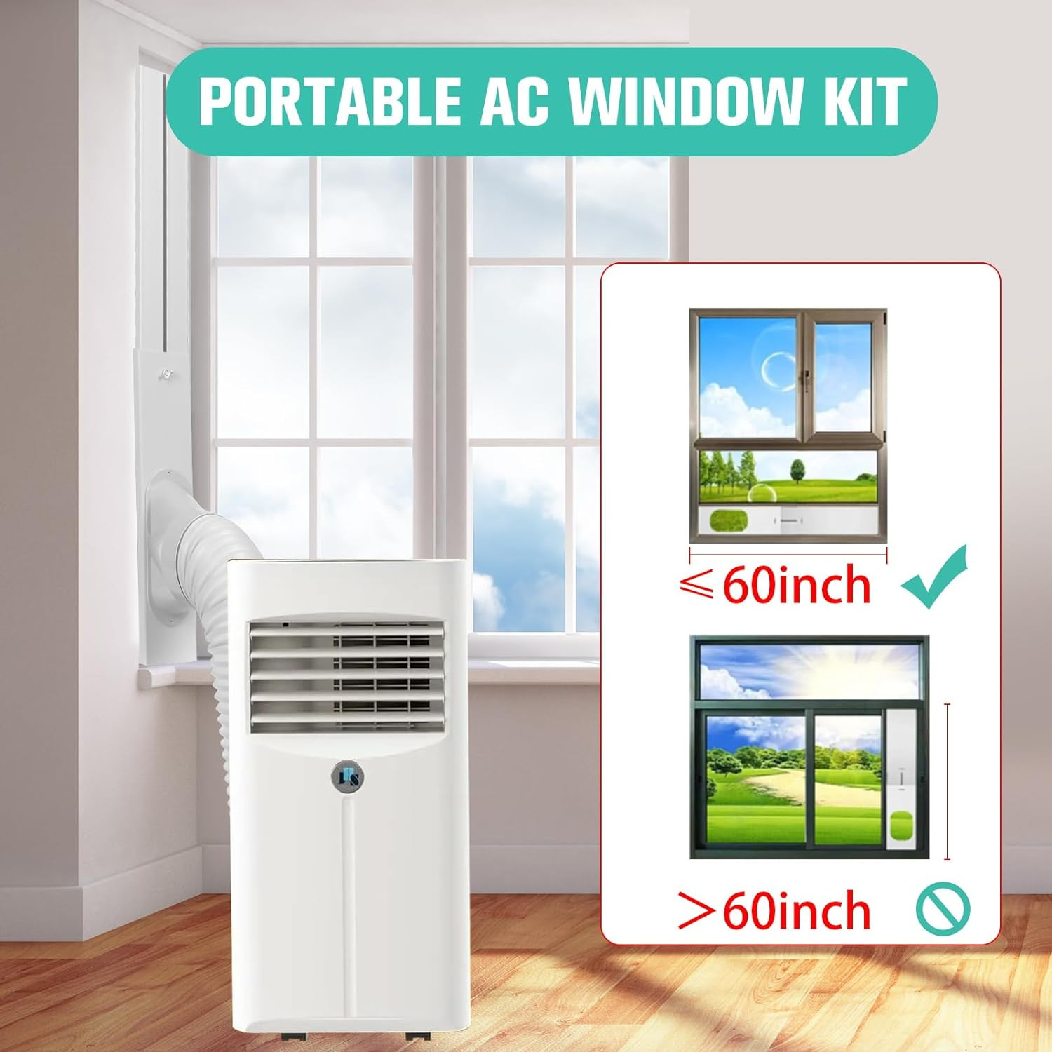 Portable Air Conditioner Window Vent Kit with Exhaust Hose 5.1 Inch Diameter, Ad