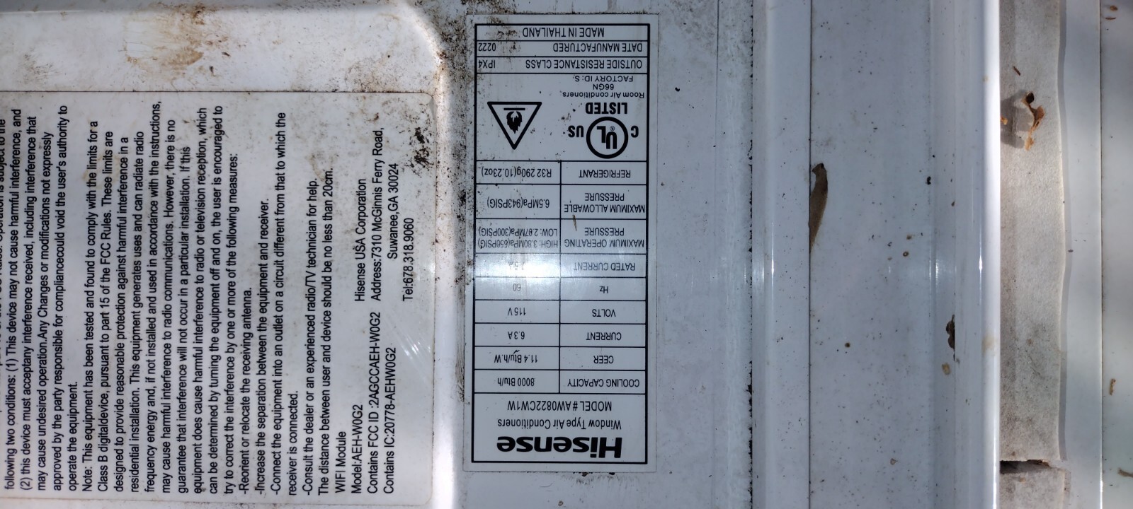 Hisense 350-sq ft Window Air Conditioner 115v, 8000-BTU Wi-Fi enabled AW0823CW1W