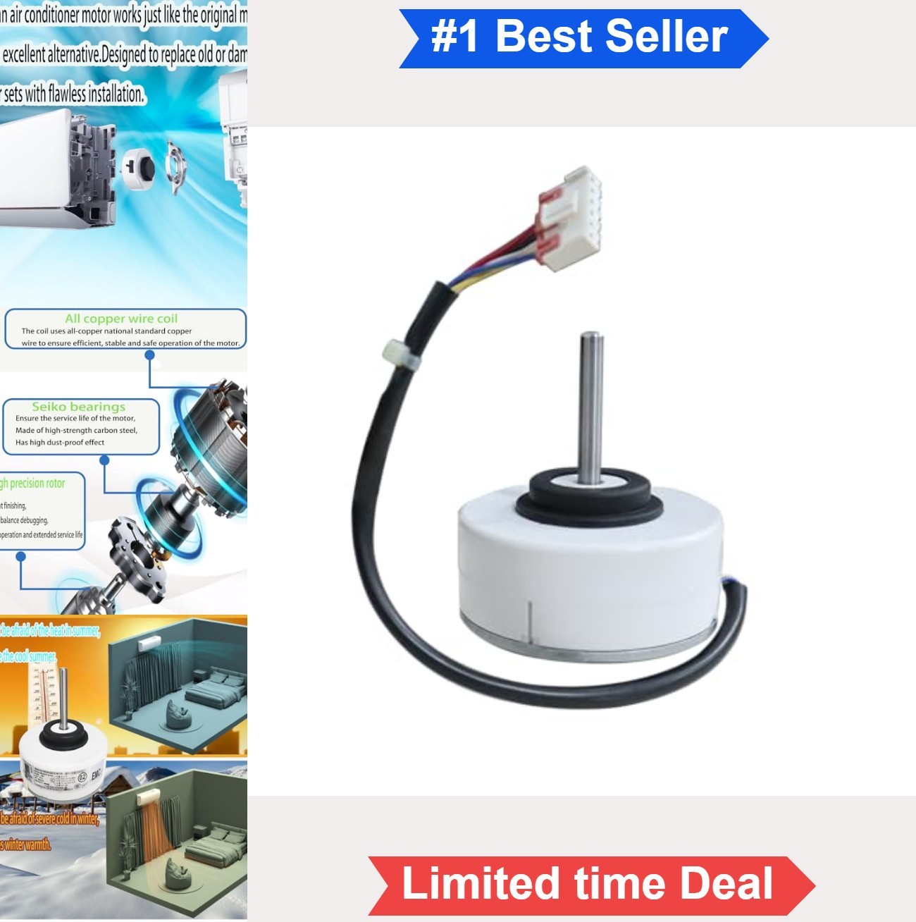 Air Conditioner Replacement Motor 20W DC280V Brushless Fan 1300RPM CCW For Mini