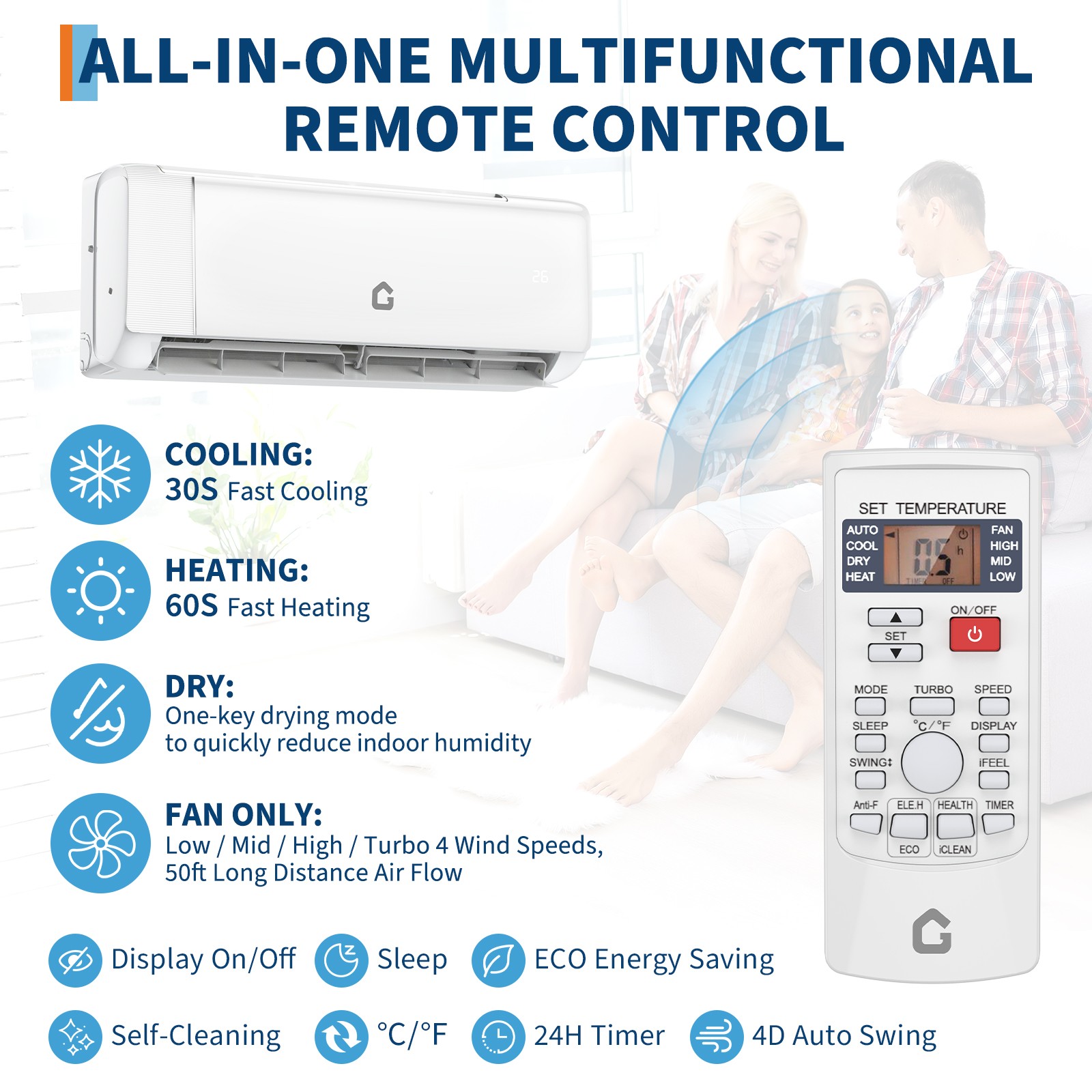 12000 BTU Mini Split Air Conditioner Heat Pump System WiFi Enabled