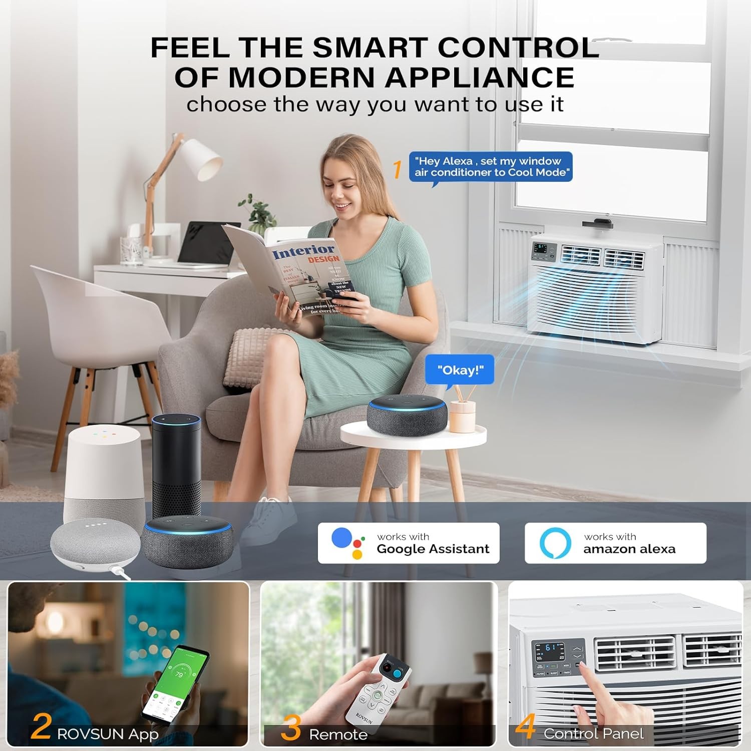 18000 BTU Smart Window Air Conditioner Window AC Unit with WiFi Remote Control