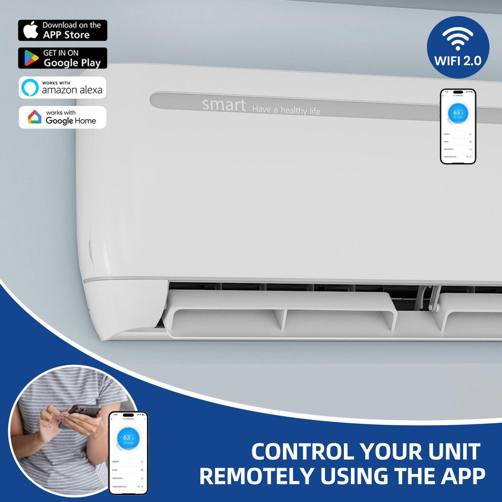 24000 BTU Mini Split Heat Pump 220V for Areas up to 1500 Sq. Ft