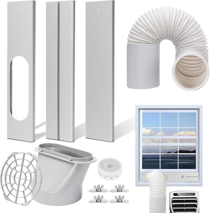 Portable Air Conditioner Window Vent Kit, Adjustable Seal Kit with 5.9&Prime; Hose for