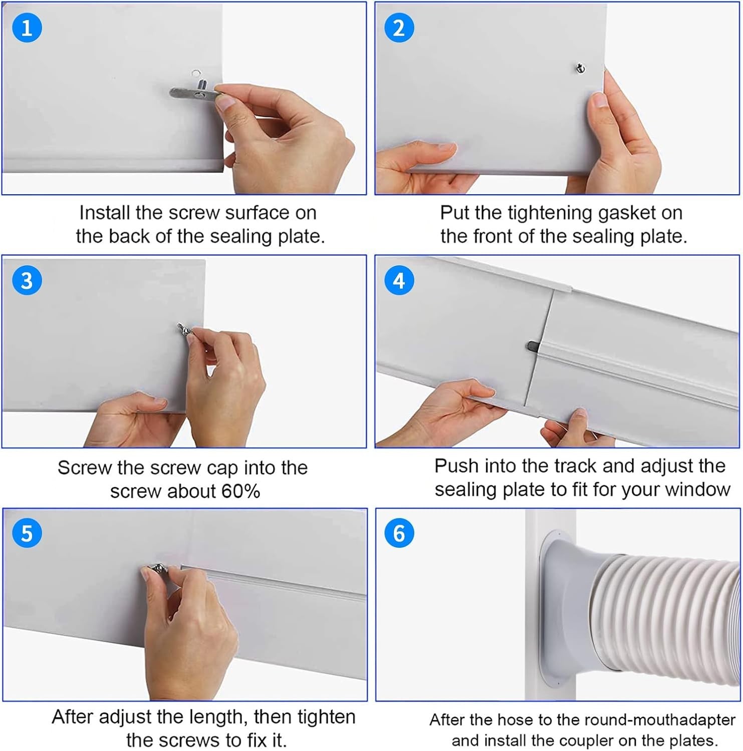 Portable AC Window Vent Kit with 59 Inch Hose Compatible with All 5.9 Inch Units