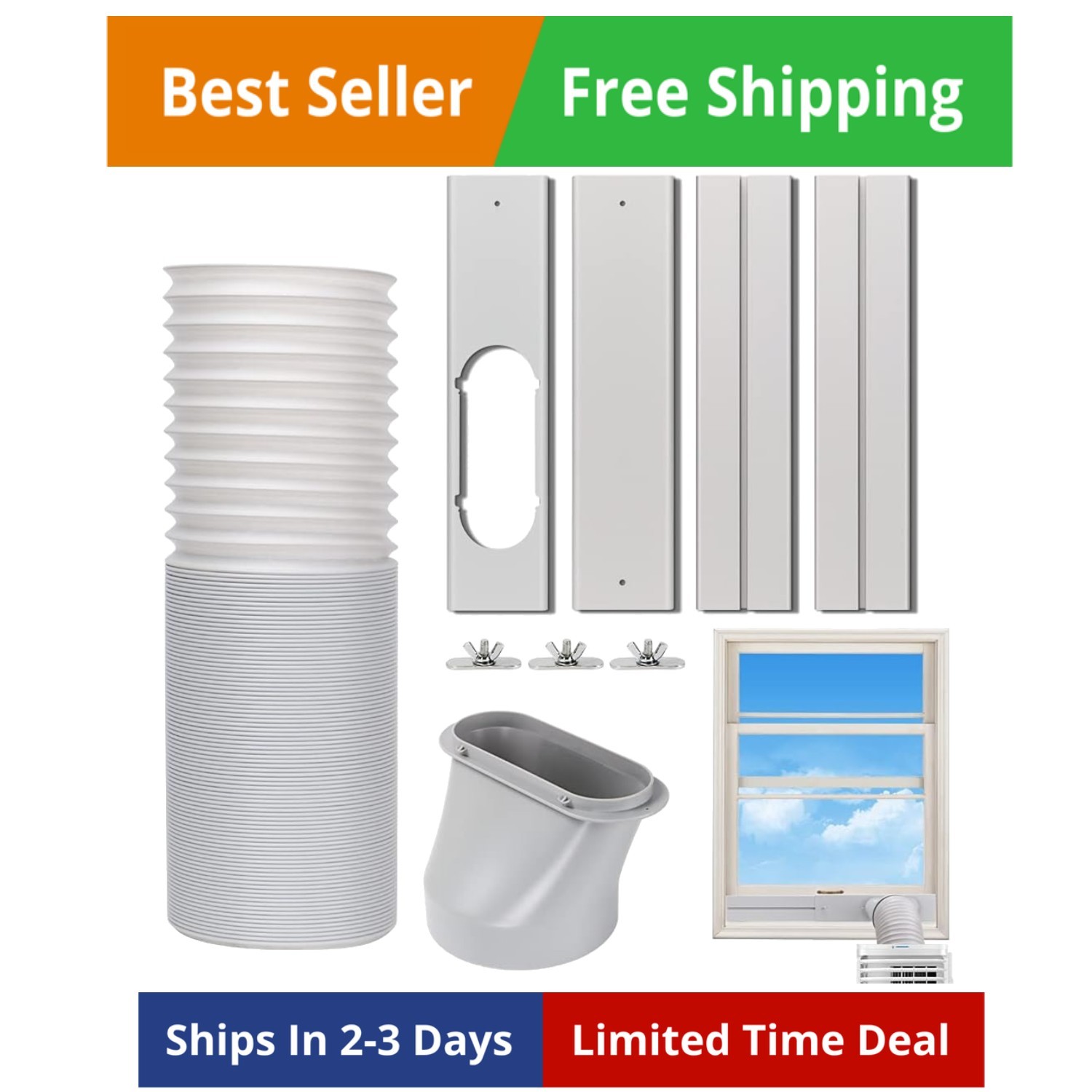 Portable Air Conditioner Window Vent Kit, Adjustable Window Seal with 5.9 Inc…