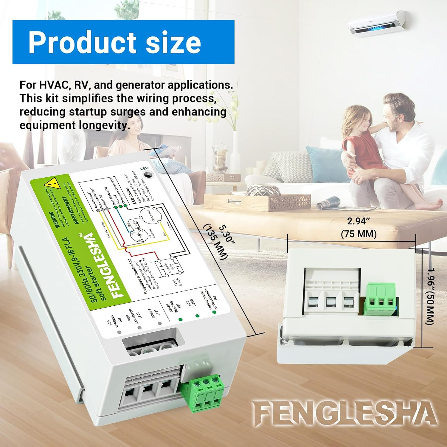 Air Conditioner Soft Start Module, 230V 08-16A, Works on 1.75-3.5 Ton AC, Protec