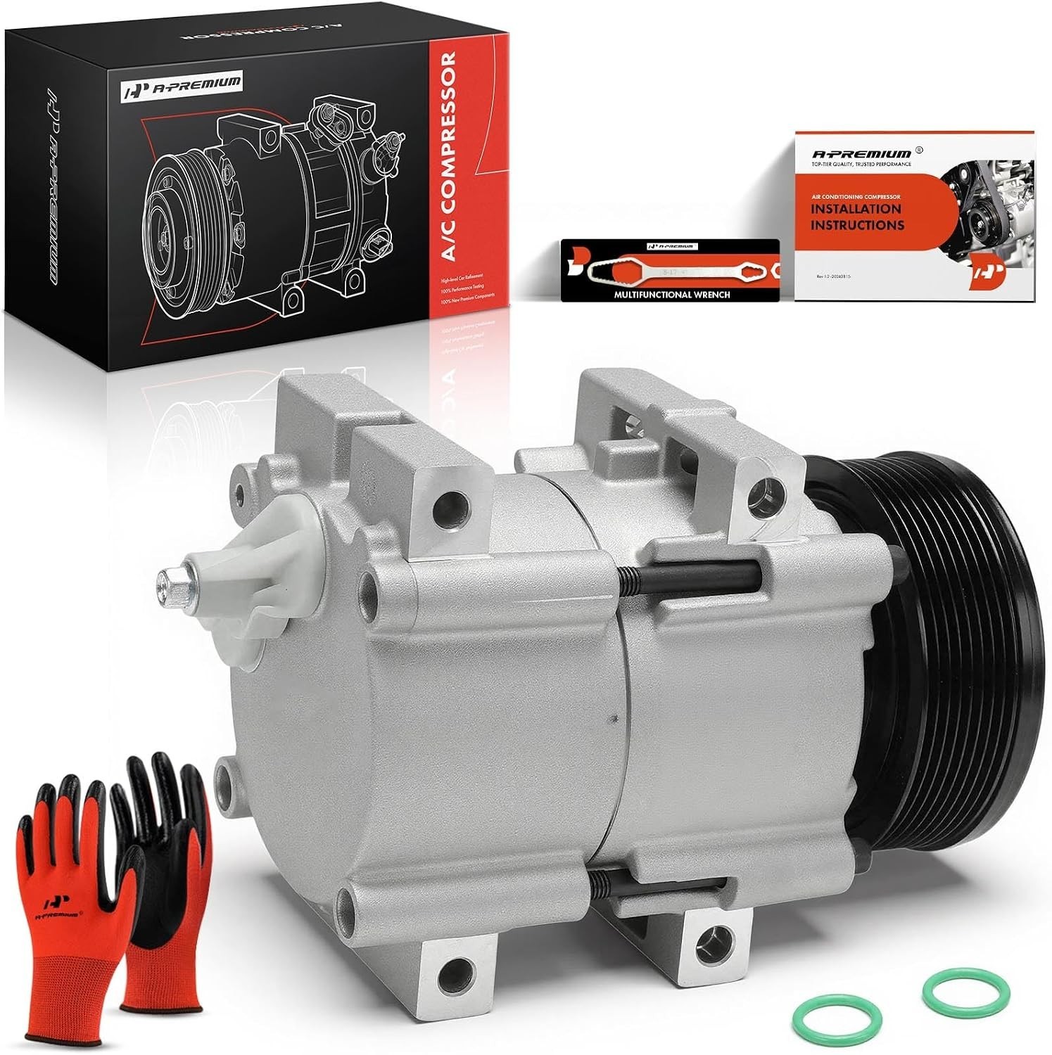 Air Conditioner AC Compressor with Clutch Compatible with Ford E-450 Econoline S