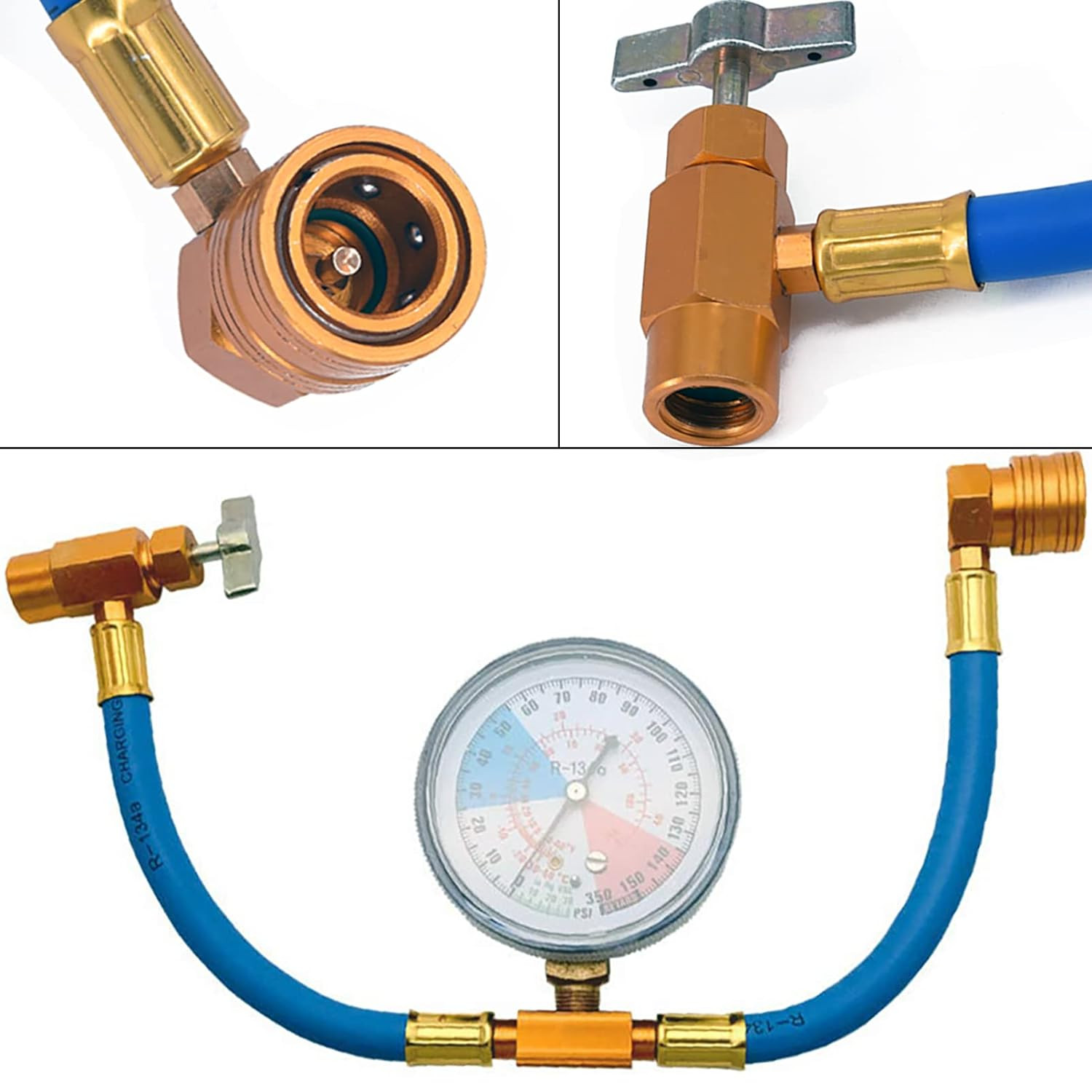 Kit De Manguera De Recarga Refrigerante Aire Acondicionado Con Manometro Presion