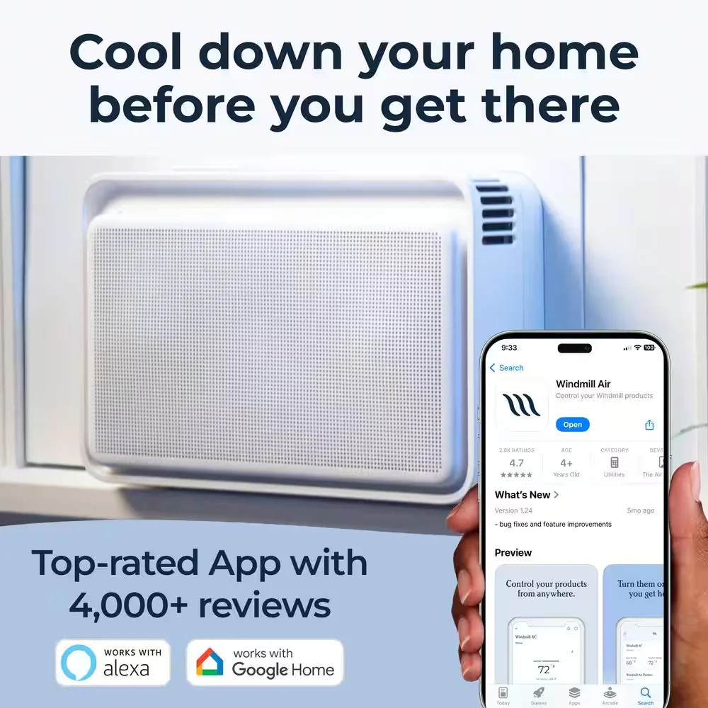 Windmill 6000 BTU Smart Window Air Conditioner 250 sq ft WiFi Remote Quiet W1W12