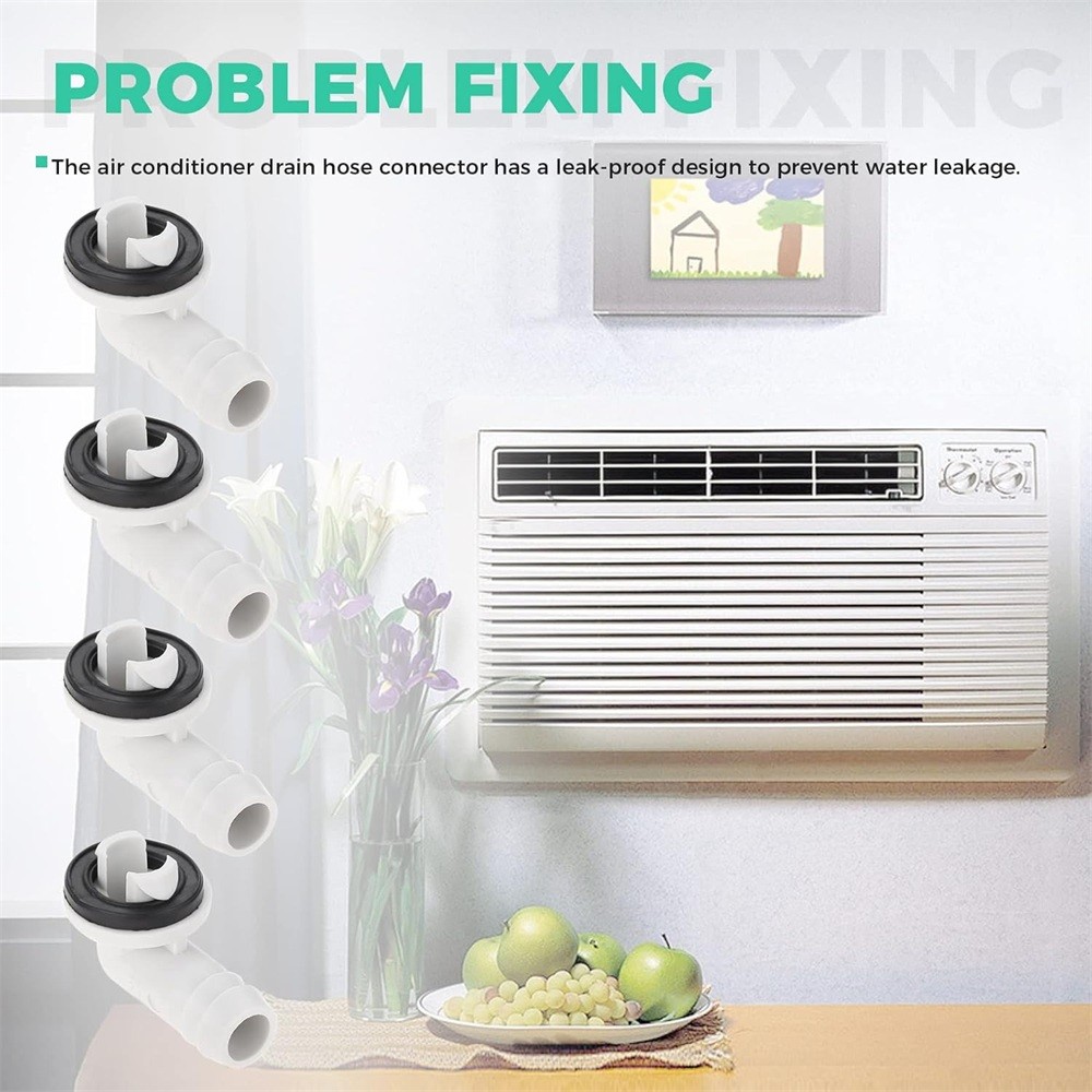 4Pcs 0.6 Inch 15mm Air Conditioner Drain Hose Connector Elbow For Windows