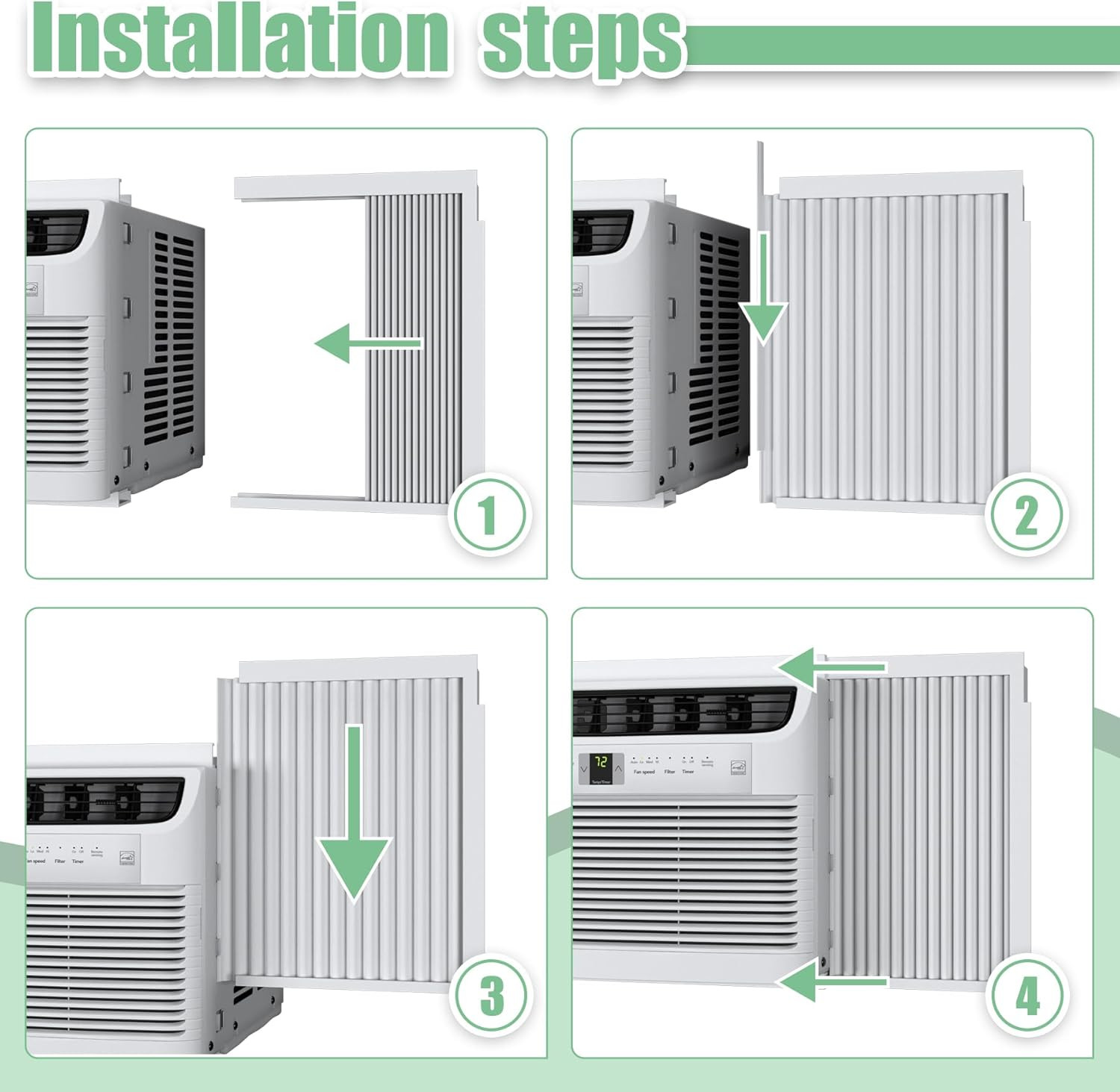 Window AC Side Panels with Frame Set,Air Conditioner Accordion Filler Curtain Re