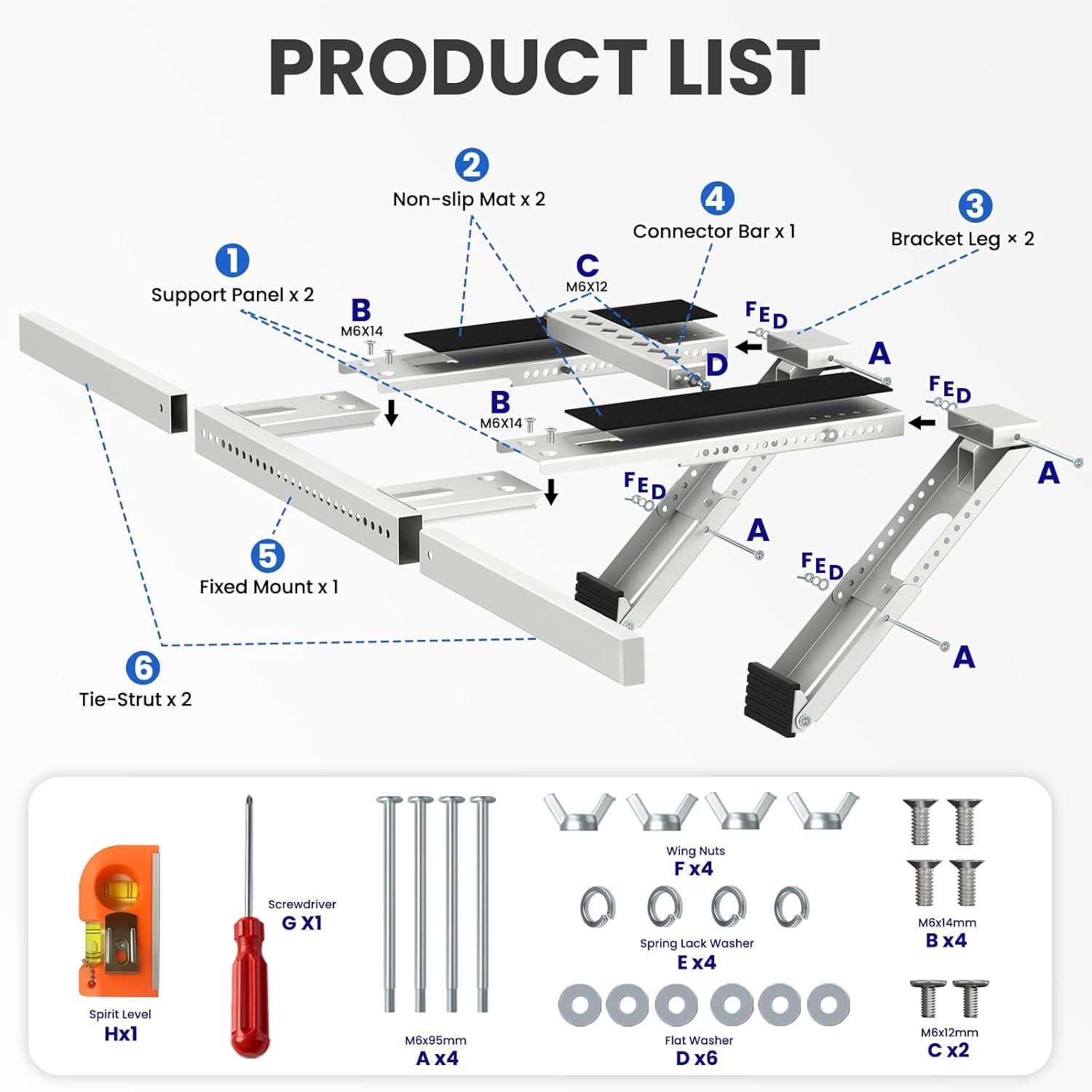 No Drill Window AC Support Bracket Adjustable Air Conditioner Support Bracket
