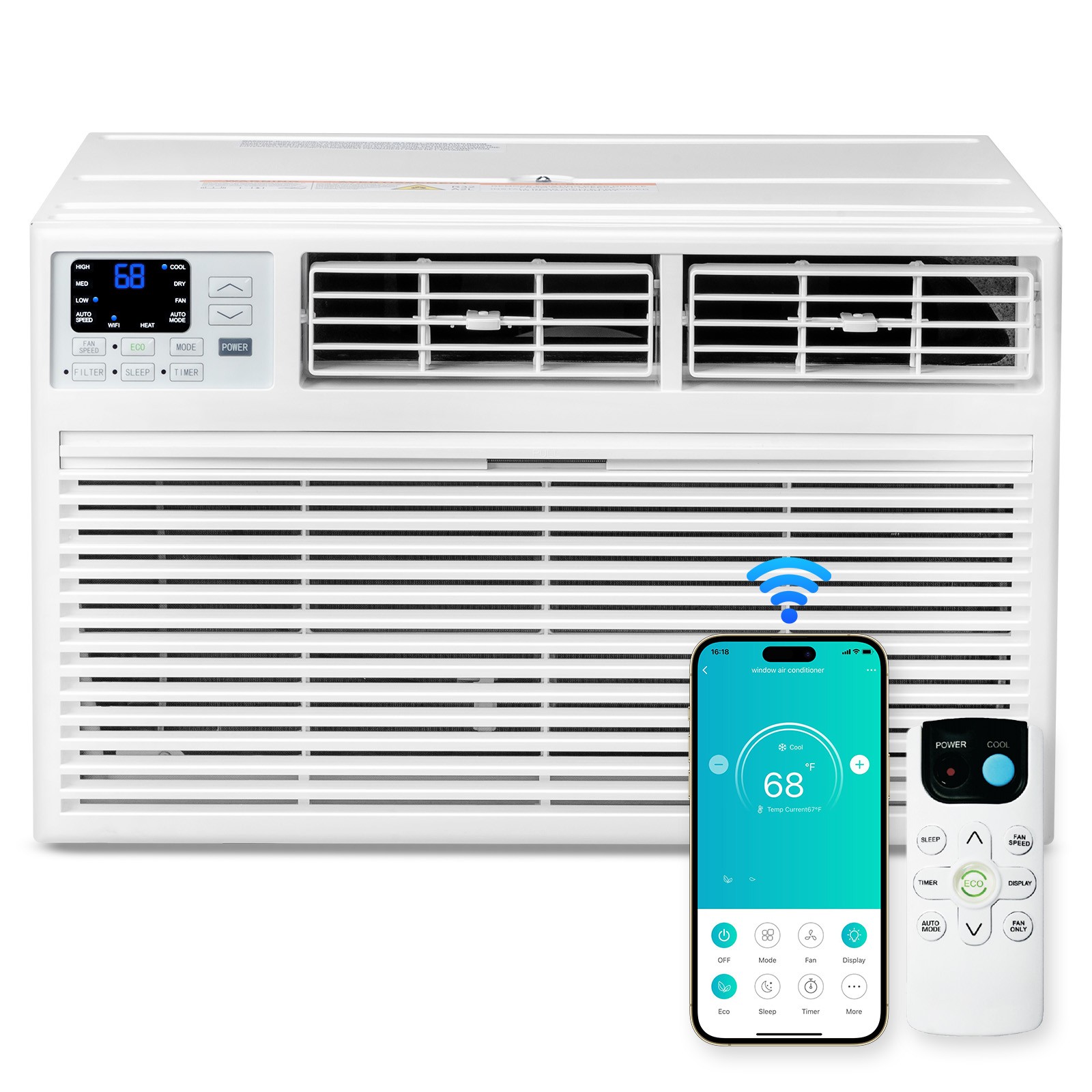 8000 BTU Through-the-Wall Air Conditioner with 4200 BTU Heater Wi-Fi Enabled