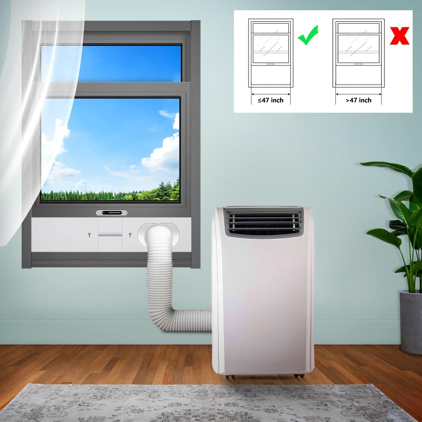 Adjustable Portable AC Window Vent Kit for Double-Hung/Sliding Windows 26&Prime;-47&Prime;