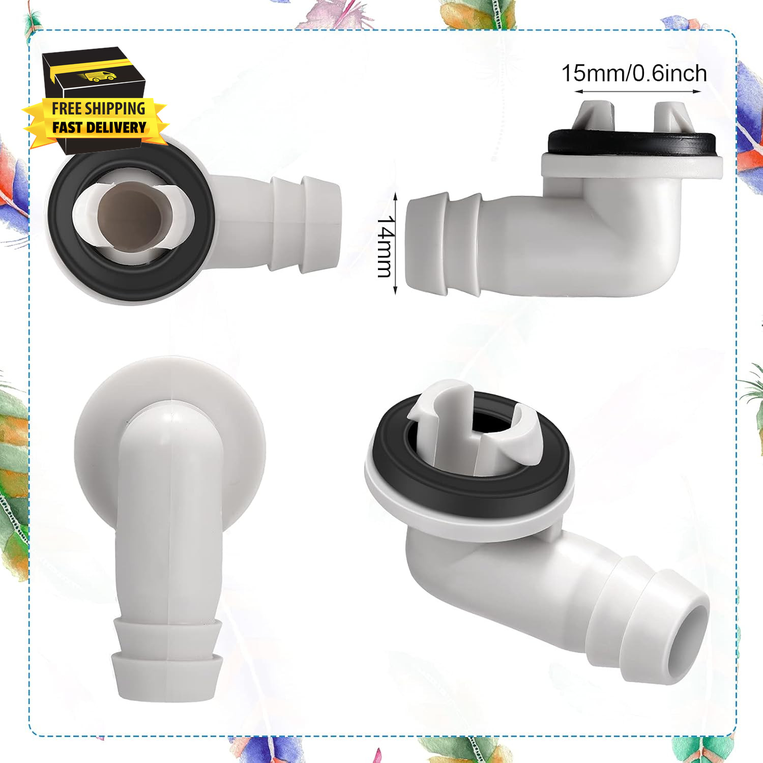Air Conditioner Drain Connector 4 Pcs 3/5 Inch Air Conditioner Drain Hose Elbow