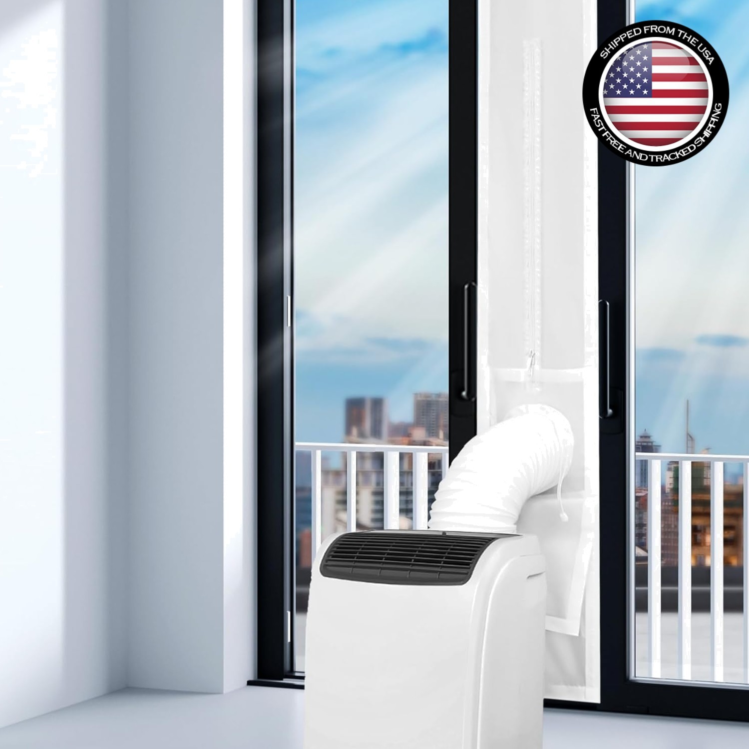 Universal Sliding Door Seal Kit for Portable AC/Dryer – Adjustable 10×75~91 Inch