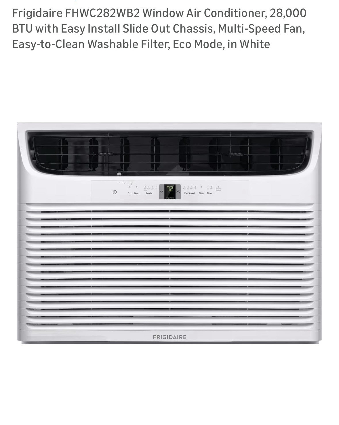 Frigidaire FHWC282WB2 28000 BTU Window AC Remote/Digital 230V White