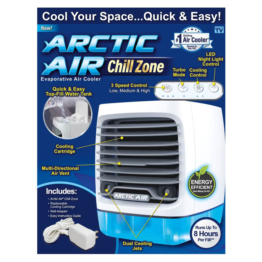 Arctic Air Chill Zone: Portable AC Unit 1200 BTU 4 Speeds Multidirectional