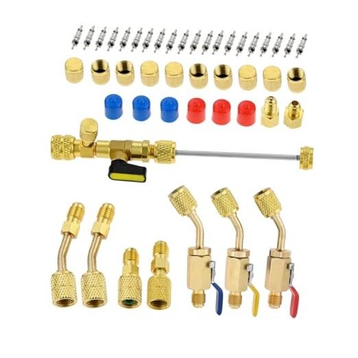 Valve Core Remover Kit for R12 R22 R410A – 3PCS 45° 1/4&Prime; SAE Ball – 3PCS