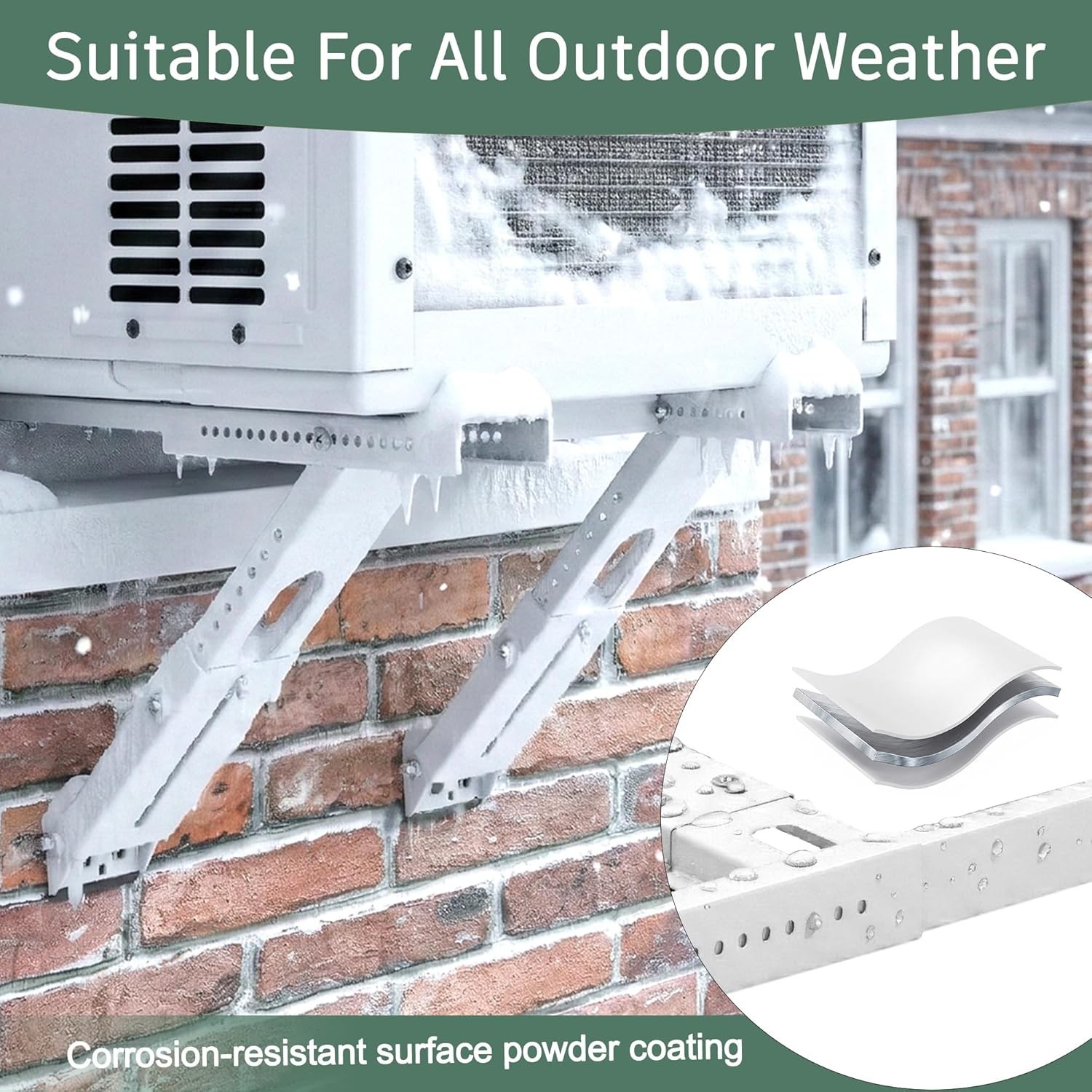 No-Drill 300 lbs Window AC Bracket with Anti-Slip Pads for Secure Installation