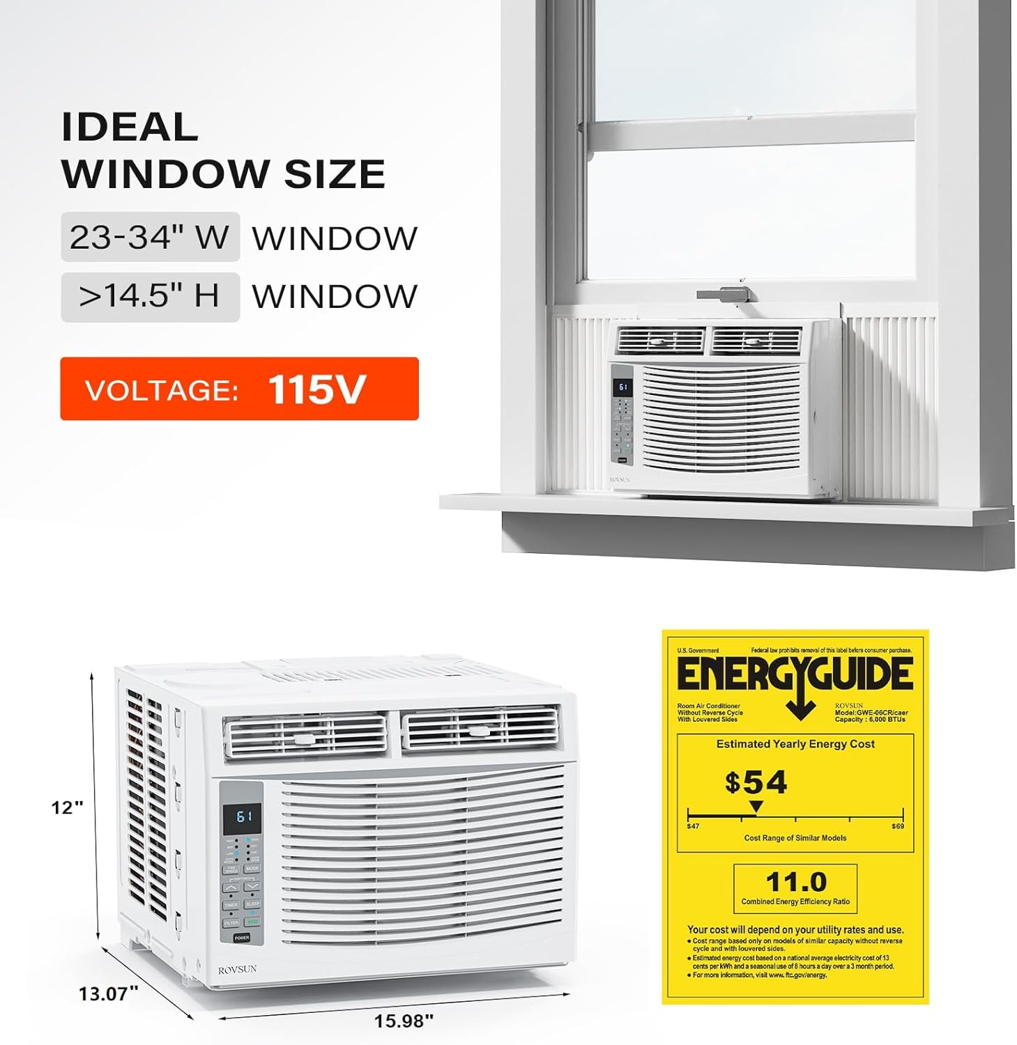 ROVSUN Smart 6000 BTU Window Air Conditioner with Wifi, Energy Saving Window AC