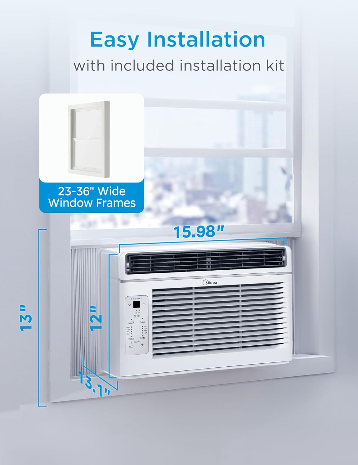 Midea 6,000 BTU Window Air Conditioner, Electronic Control, 250 Sq Ft – New | 3-